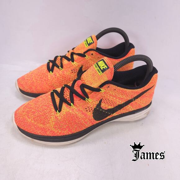Nike Flyknit Lunar 3 Athletic Training Shoe Womens Size 7 698182-700 Orange - Picture 1 of 10